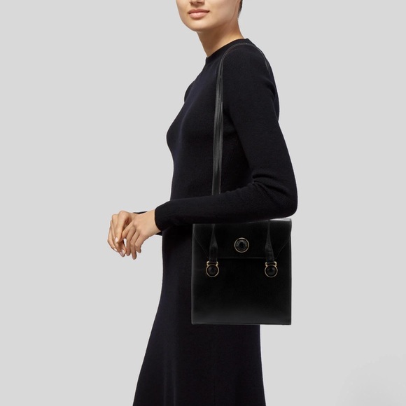 VERSACE Pebbled Leather Shoulder Bag - Picture 3 of 7